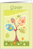 Eggs on Spring Tree Easter Greeting for Sister card