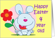 Happy Easter Four Year Old Baby Bunny with flower card