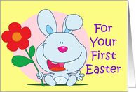 First Easter Baby Bunny with flower card