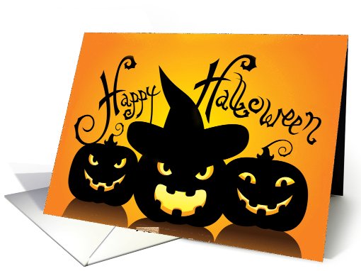 Three Scary Jack o' Lanterns Happy Halloween card (803632)