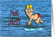 Pool Party Invitation Cartoon Diver card