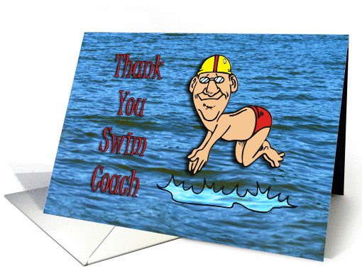 Thank You Swim Coach Cartoon Diver card (841070)