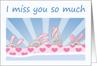Miss you bunnies in bed.for boyfriend card