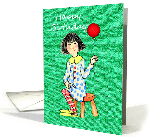 Happy Birthday, To Niece, little girl and red balloon. card (1280550)