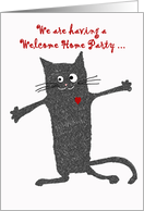 Invitation toWelcome Home Party, crazy cat.humor card