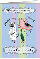 Invitation to theme Party,Slogans, wolf, sheep, pig duck card