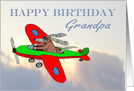 Happy Birthday Grandpa, flying dog pilot , from granddaughter card
