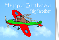 Happy Birthday Big Brother, flying dog pilot .Humor. card