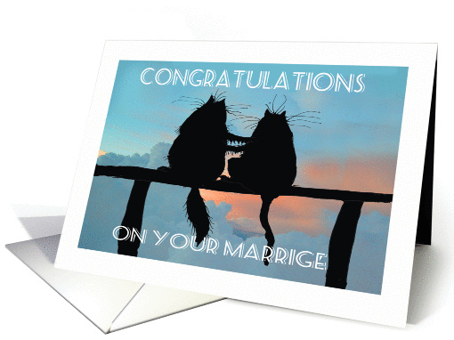 Congratulations on your marriage,two black cats silhouettes card