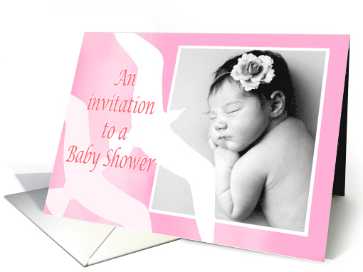 Invitation Baby shower,custom photo, two birds,pale pink,... (1311620)