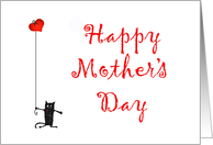 Happy Mother’s day, crazy cat and love-heart.from daughter card