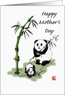 Happy Mother’s Day, Panda bear with baby and bamboo. card