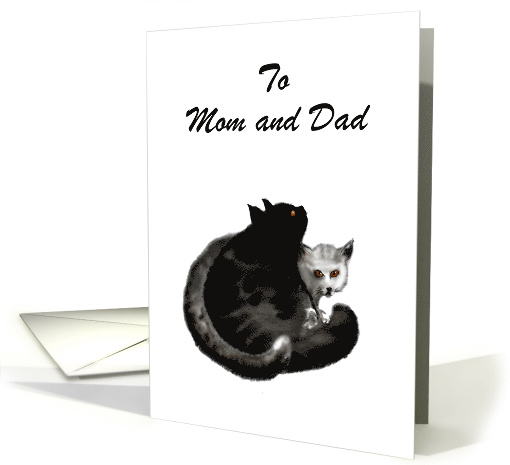 Happy Anniversary, two fluffy cats, custom card.for Mom and Dad card