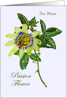 Miss you for Mom, Custom card,Passion flower, with green leaves card