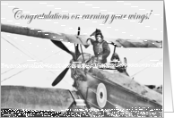 Congratulations on earning wings, World war 1 bi-plane.Vintage. card