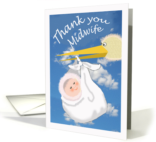 Thank you Midwife, stork and baby, card (802902)