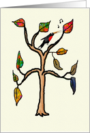 A little bird told me you are engaged . singing bird in tree.humor card
