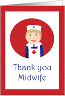 Thank you Midwife, nurse in uniform. card