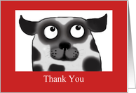 Spotty Dog,Thank you pet sitter , black and white, red border card