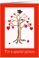 Engagement Congratulations, Heart tree and bird, for special person. card