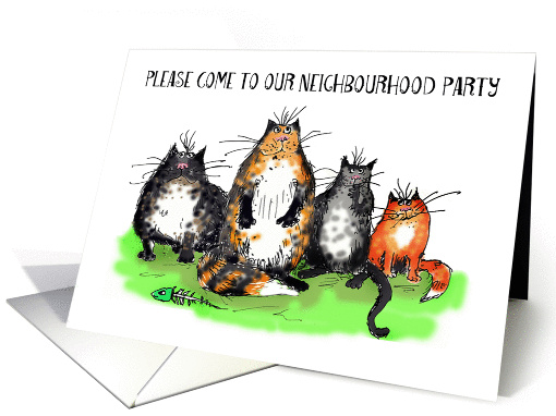 Neighbourhood party invitation. Ally cats card (833782)