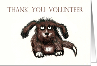 Thank You volunteer,pet foster family, brown shaggy dog. card