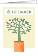 We are Engaged announcement .two birds and tree. card