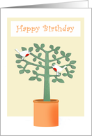 Happy Birthday, two birds in a tree.for twins card