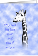 For Fiance, giraffe in clouds. card