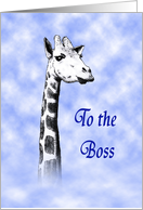 Feel better soon, to Boss, giraffe in clouds. card