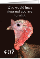 Happy Birthday , turning 40, turkey. humor. card