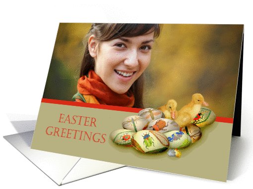 Easter Greetings, photo card, eggs and ducklings,for Mom, mother card
