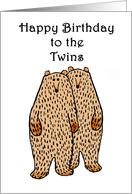Happy Birthday to the twins, two Brown bears.for boys card