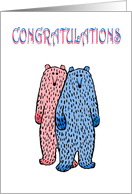 Congratulations on birth of twins, girl and boy bears. card