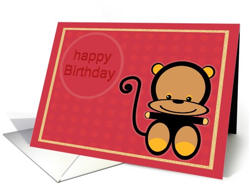 little monkey happy birthday card (618860)