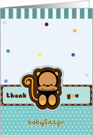 cute little monkey thank you babysitter card