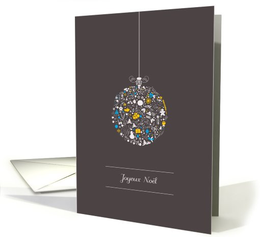 Joyeux Nol, French merry Christmas, stylized bauble card (702368)