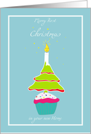 first Christmas in your new home, cupcake, candle and tree card