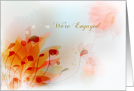 we are engaged, romantic floral background card
