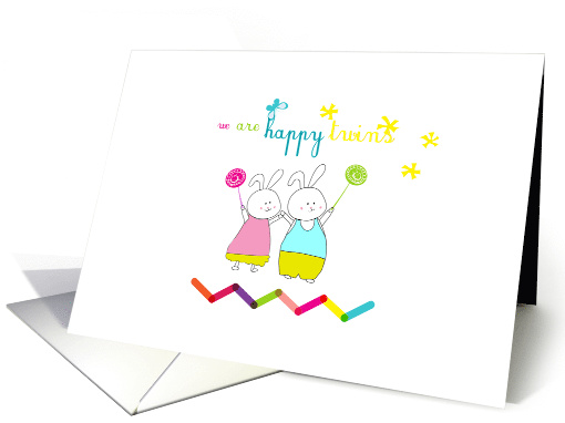 Happy Twins day, cute little twins drawing card (821336)