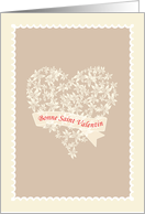 Bonne Saint Valentin, French Happy Valentine’s day, heart & flowers card