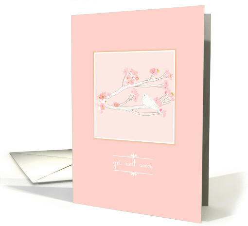 get well soon, white dove on cherry blossom branch card (907032)