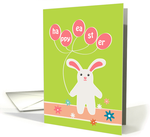 happy easter, cute rabbit and balloon card (908901)