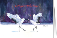 Congratulations Wedding-dancing Red Crowned Cranes card