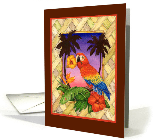 Get well - Parrot Tropical florals card (658181)