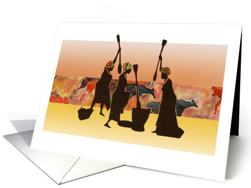 African Women Cave painting-blank note card (664009)