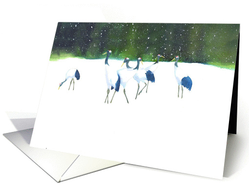 Red Crowned Cranes-blank note card (689876)