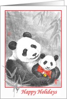 Happy Holidays-Panda Mom & baby card