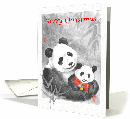 Merry Christmas-adopted parents-Panda-Asian art card (734237)
