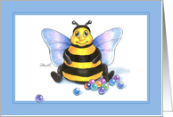 Whimsical Happy Birthday-marbles & Bee card